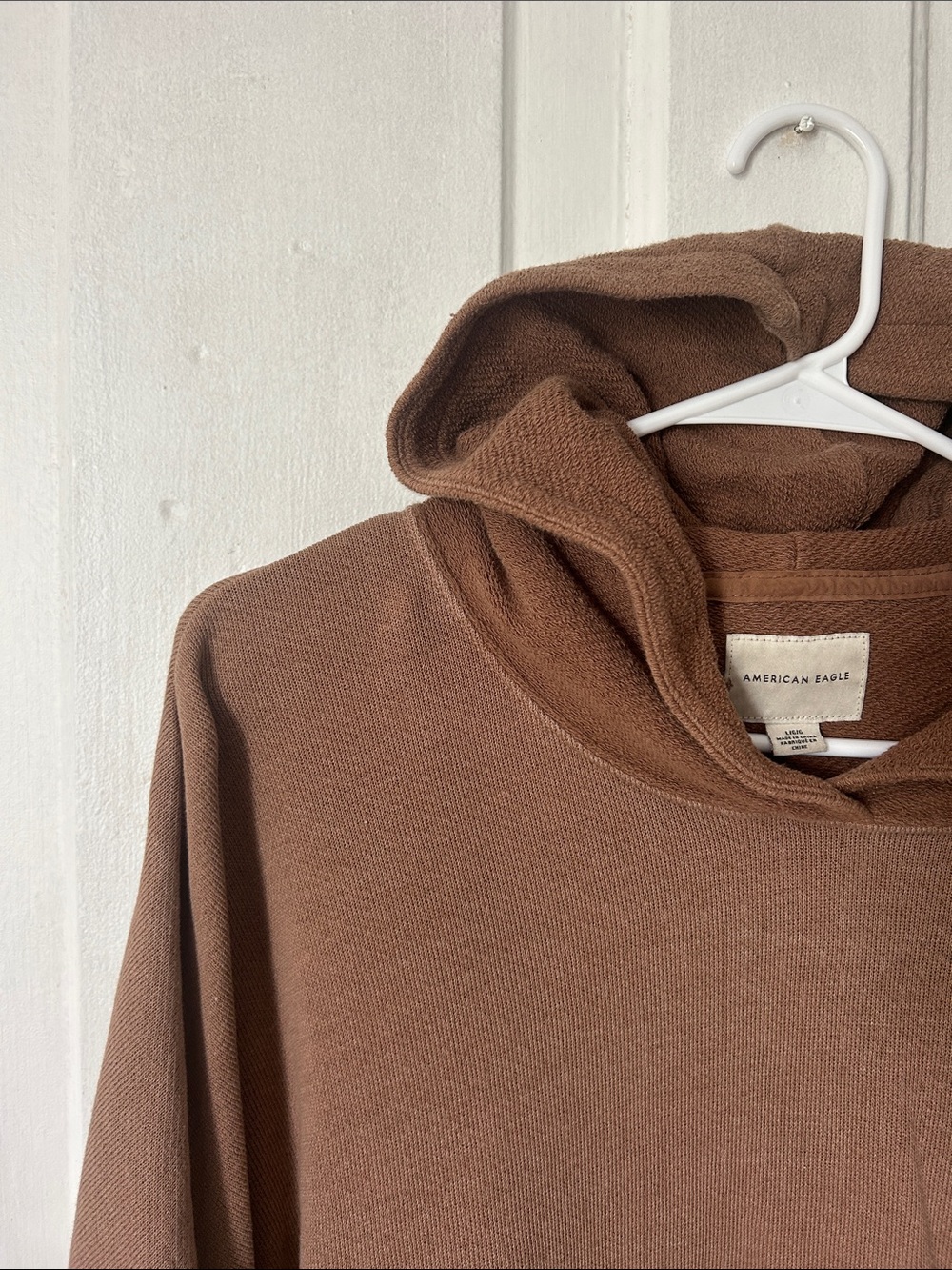 American Eagle Outfitters Cropped Mauve-Brown Hooded Pullover - Picture 5 of 7